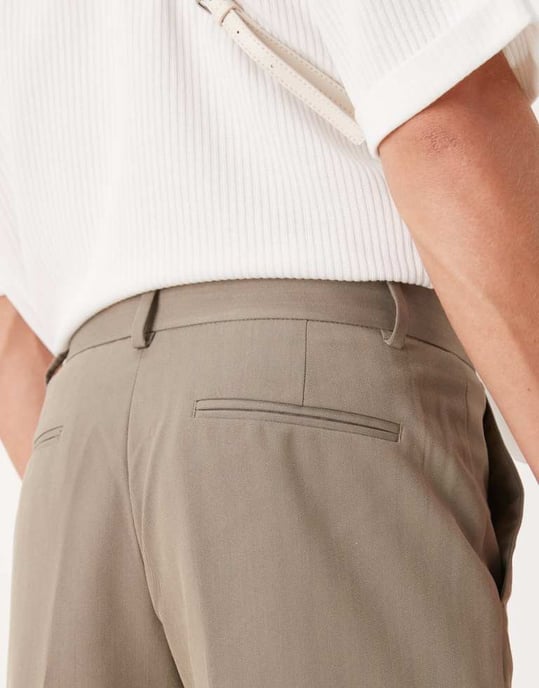 ASOS DESIGN smart raka herringbone-byxor i ljusbrun - Image 4