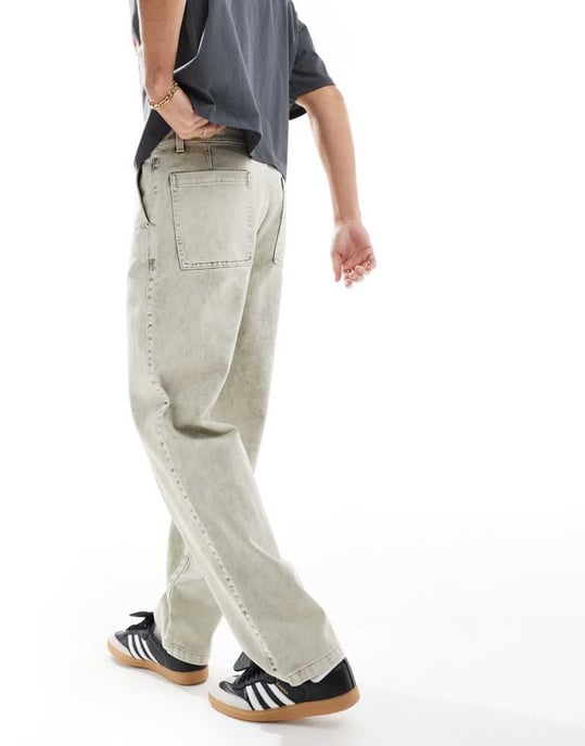 ASOS DESIGN raka byxor i ljusgrå tvätt - Image 2
