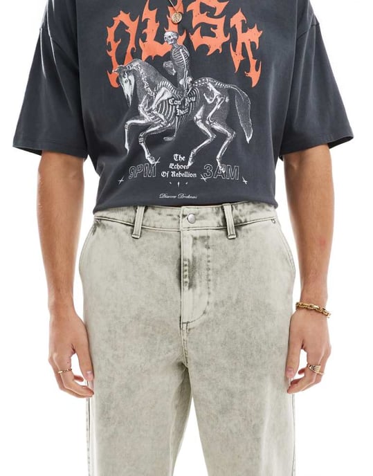 ASOS DESIGN raka byxor i ljusgrå tvätt - Image 4