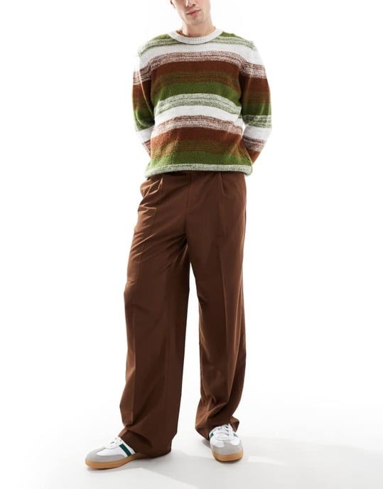 ASOS DESIGN smart vida byxor med framvikt i brun - Image 4