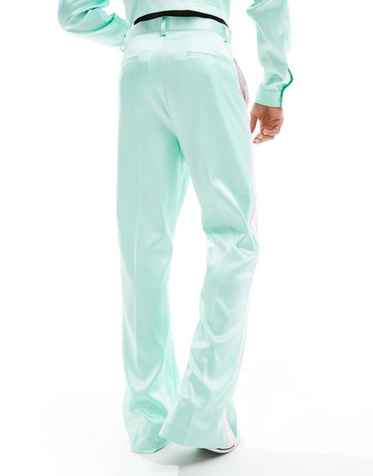 ASOS DESIGN smart co-ord vida satintights i rosa med sidostripor - Image 2