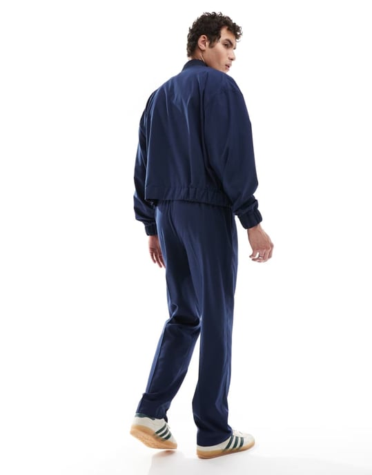 ASOS DESIGN smart co-ord pull on straight leg trousers in navy - Image 2