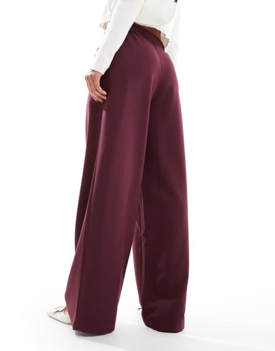 ASOS DESIGN skräddarsydda avslappnade raka byxor i burgundyröd - Image 3