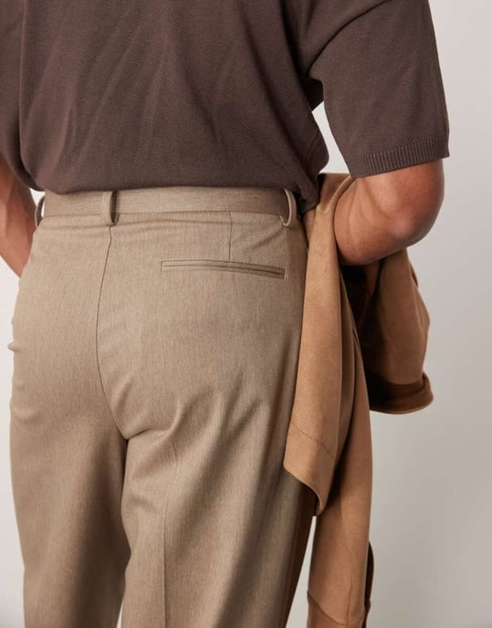 ASOS DESIGN smart premium vida byxor med dubbel veck i sten - Image 4