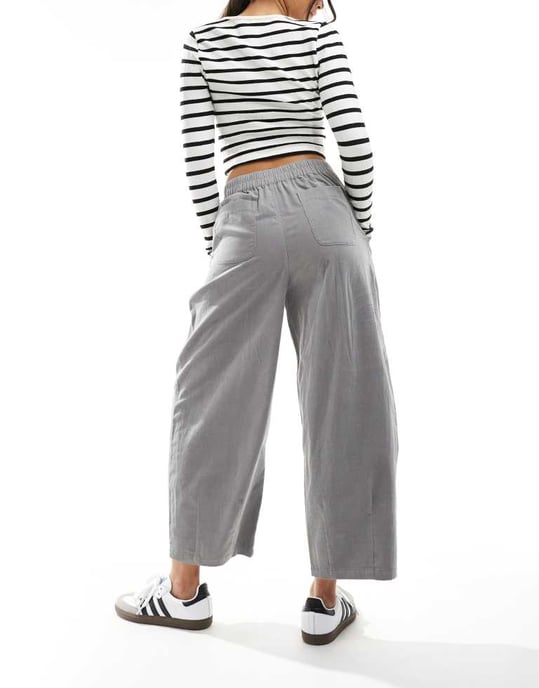 ASOS DESIGN kordad beskuren ballongbyxa i grått - Image 2