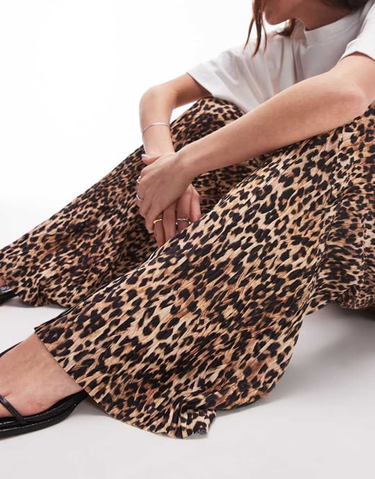 Topshop leopardmönstrad plisserad byxa - Image 2