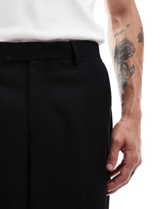 ASOS DESIGN smart co-ord vida kostymbyxor i svart - Image 3