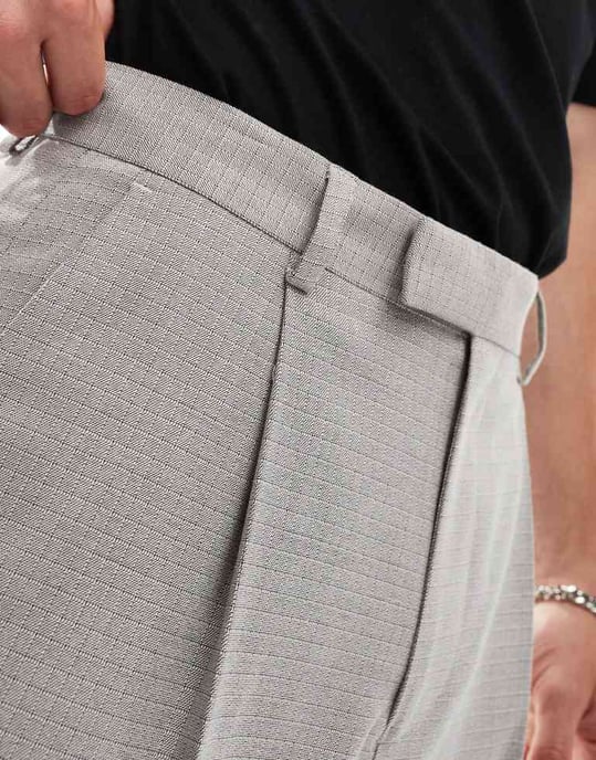 ASOS DESIGN smart vida byxor med framvik i mikrotextur i sten - Image 3
