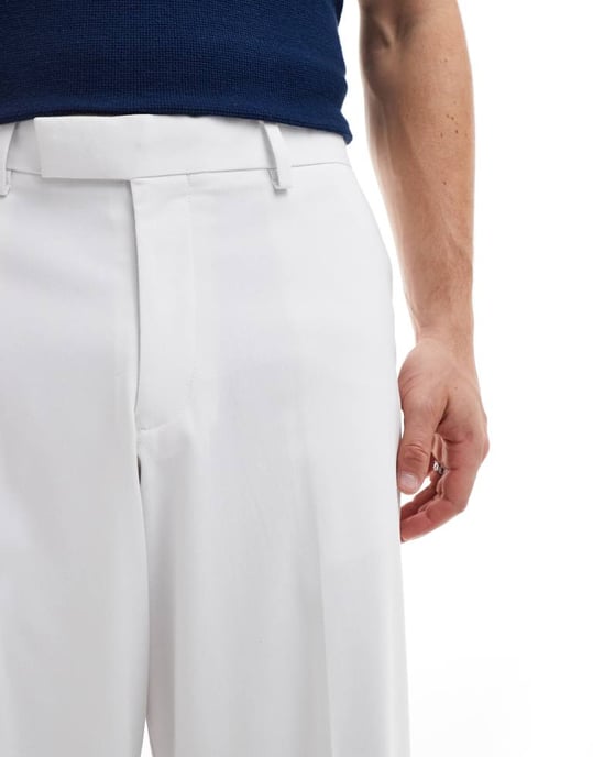 ASOS DESIGN smart lös passform byxor i vitt - Image 4