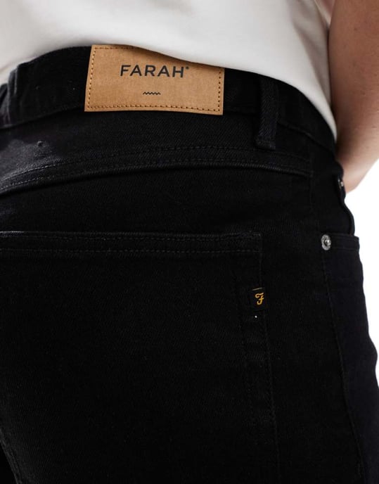 Farah Norwood lösa jeans i svart - Image 3