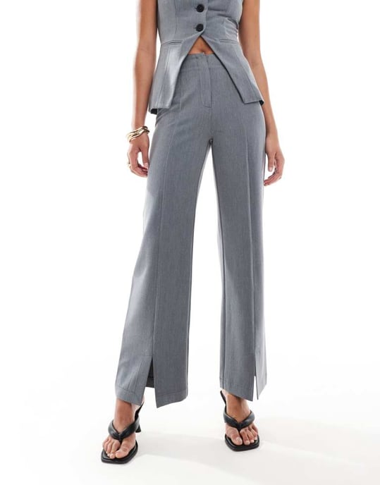 Kaiia exclusive flared trouser co-ord in charcoal - Image 4