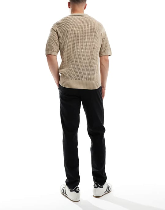 ASOS DESIGN smart slim fit linneblandningbyxor i svart - Image 2