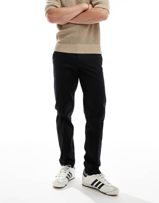 ASOS DESIGN smart slim fit linneblandningbyxor i svart - Image 3