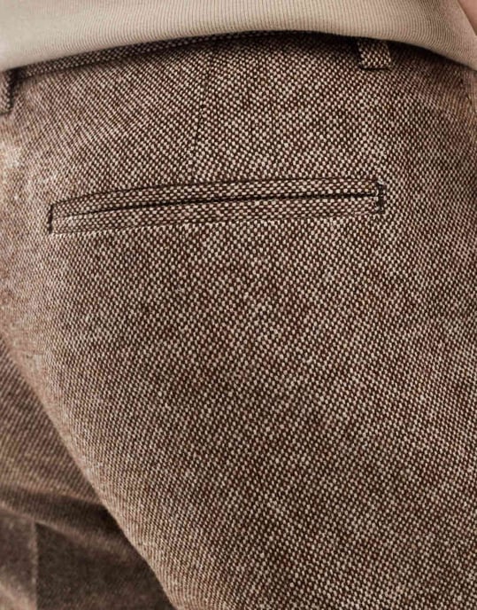 ASOS DESIGN smart flare ullblandning byxor med framfickor i brun - Image 3