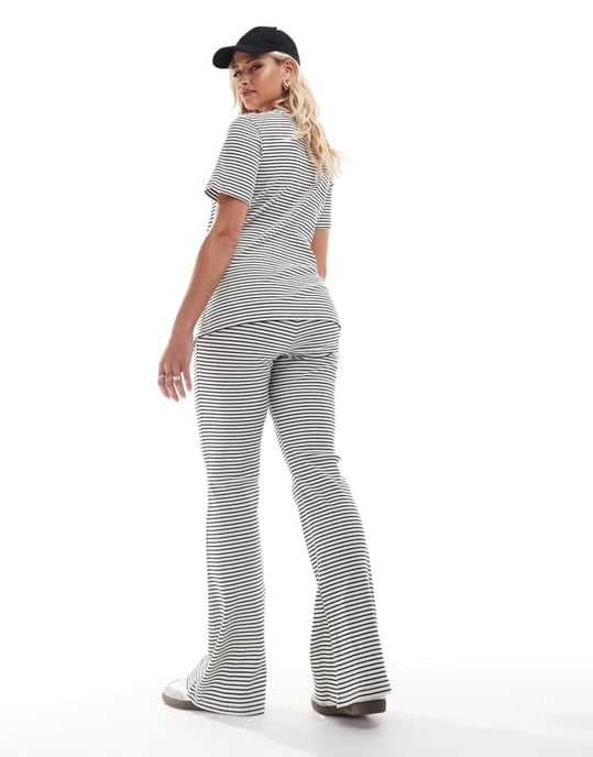 Mamalicious maternity ribbed over the bump flared trouser co-ord in stripe - Image 3
