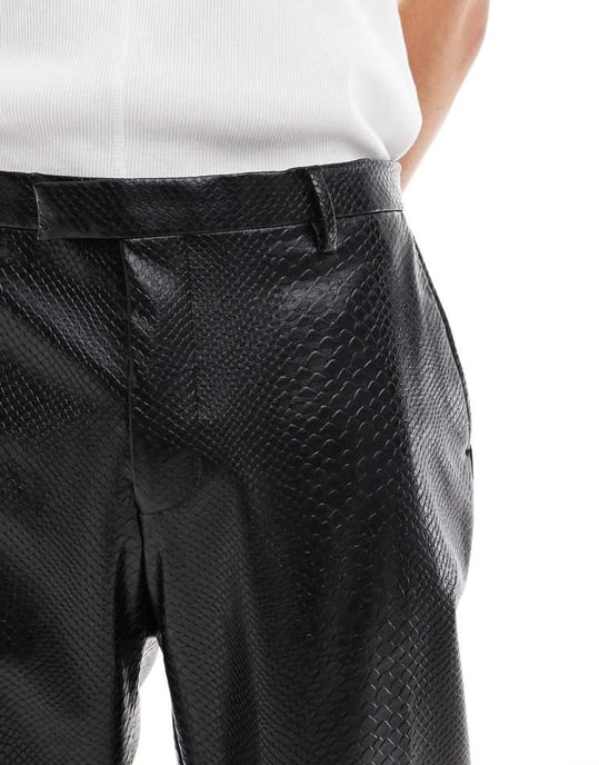 Twisted Tailor fusk läder slim fit kostymbyxor i svart co-ord - Image 3