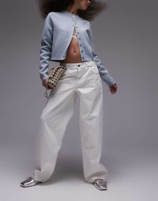 Topshop Cinch lågrisk avslappnad jeans i off white - Image 1