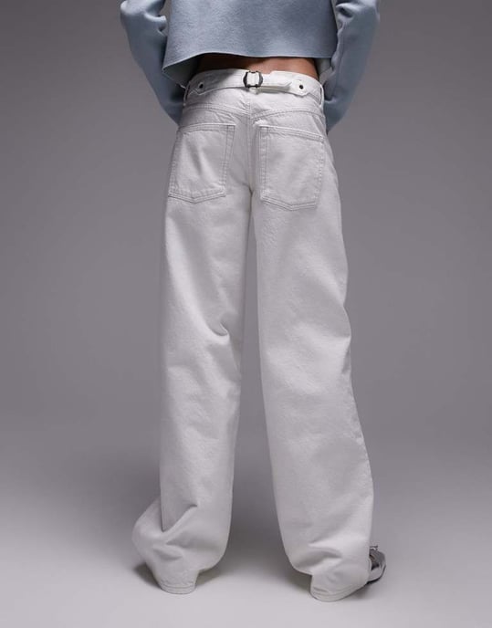 Topshop Cinch lågrisk avslappnad jeans i off white - Image 2