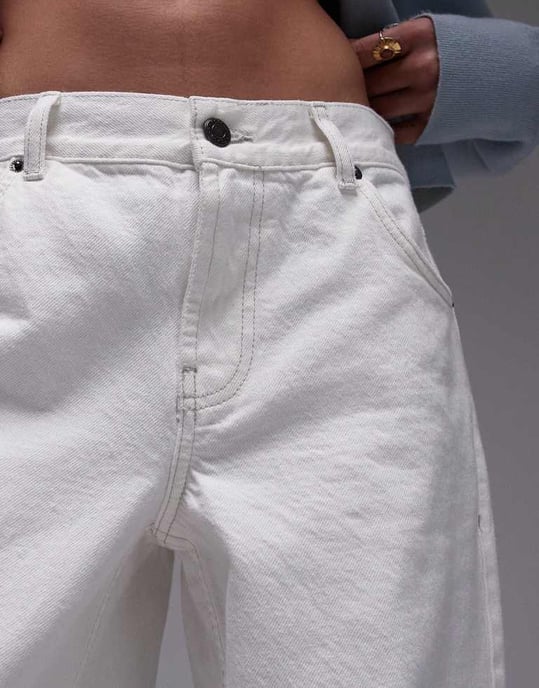 Topshop Cinch lågrisk avslappnad jeans i off white - Image 3