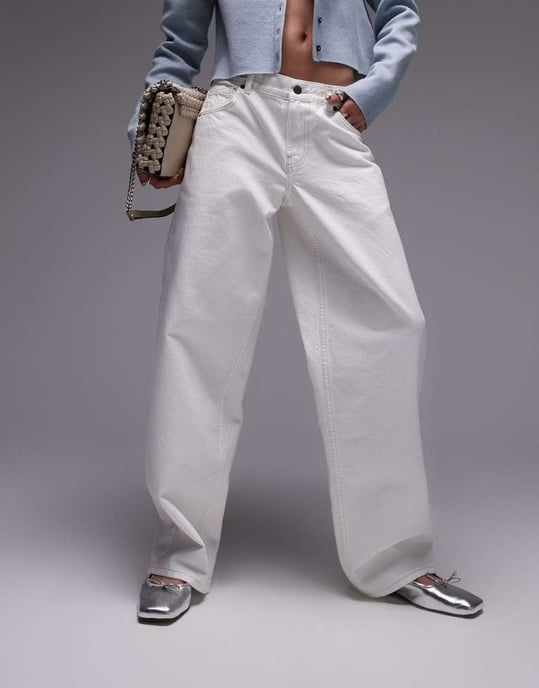 Topshop Cinch lågrisk avslappnad jeans i off white - Image 4