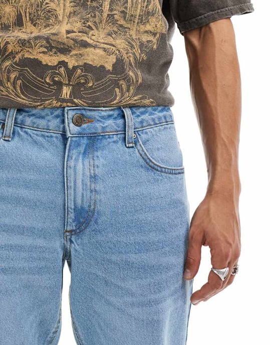 ASOS DESIGN jeans med tapered passform i ljusblå tvätt - Image 3