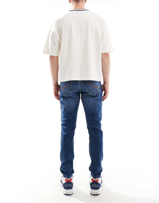ONLY & SONS Rep slim tapered fit jeans i medelblå tvätt - Image 2
