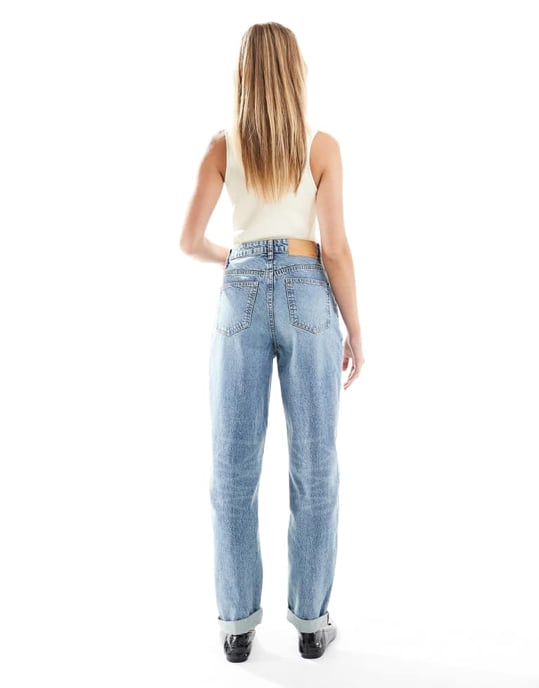 ASOS DESIGN hög midja avslappnad momjeans i vintage tvätt - Image 2