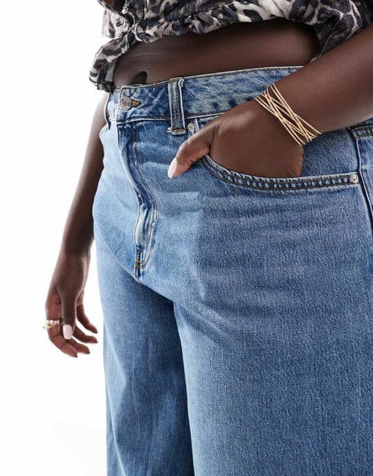 ASOS DESIGN Curve vida-jeans i medelblå - MBLUE - Image 3