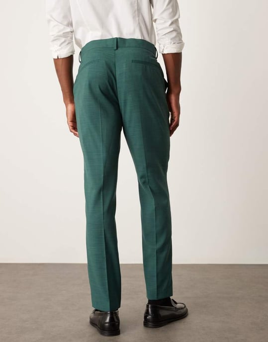 ASOS DESIGN slim kostymbyxor i grön rutmönster - Image 3