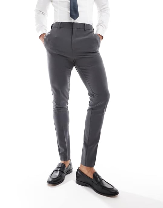 ASOS DESIGN super slim kostymbyxor i grått - Image 2
