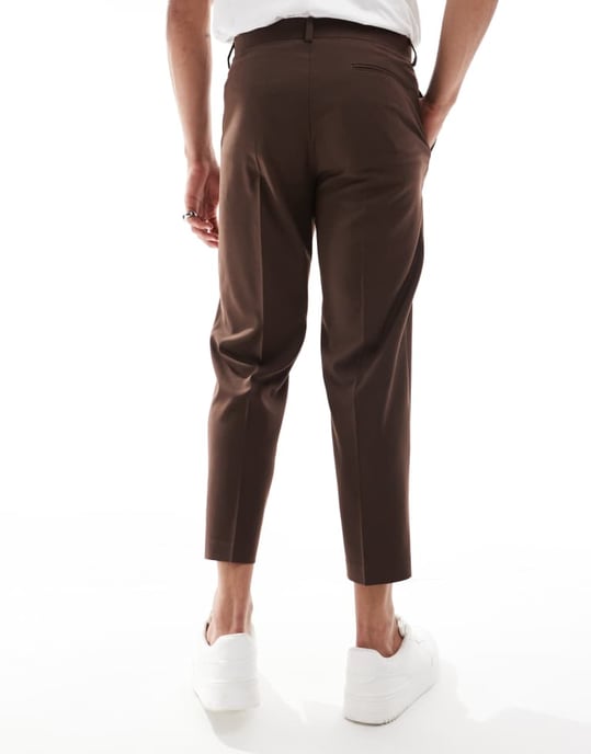 ASOS DESIGN raka kostymbyxor i brunt - Image 2