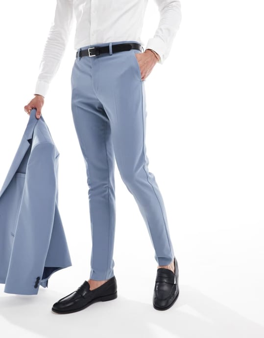 ASOS DESIGN smala kostymbyxor i blått - Image 4