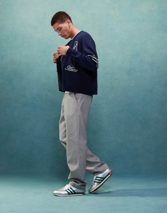 ASOS DESIGN baggy chino in grey - Image 2