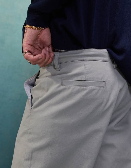 ASOS DESIGN baggy chino in grey - Image 3