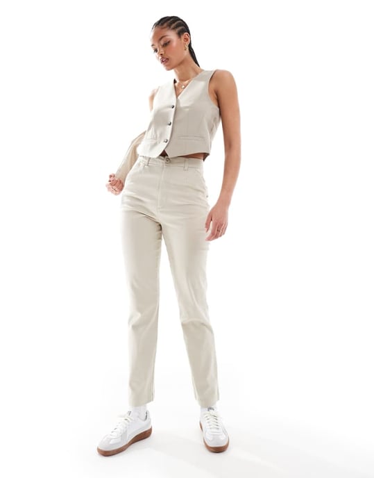 ASOS DESIGN Lång chinos byxa i stenfärg - Image 2