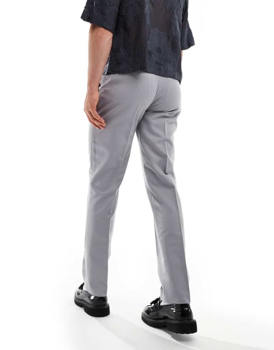 ASOS DESIGN smart slim fit-byxor i ljusgrått - Image 2