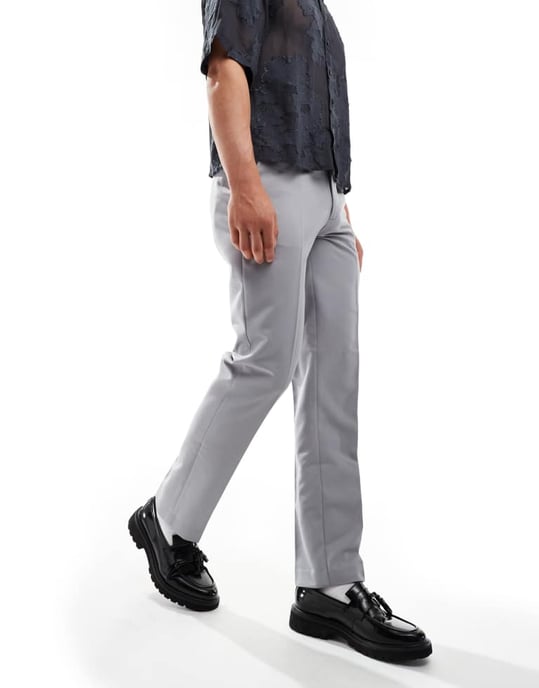 ASOS DESIGN smart slim fit-byxor i ljusgrått - Image 3