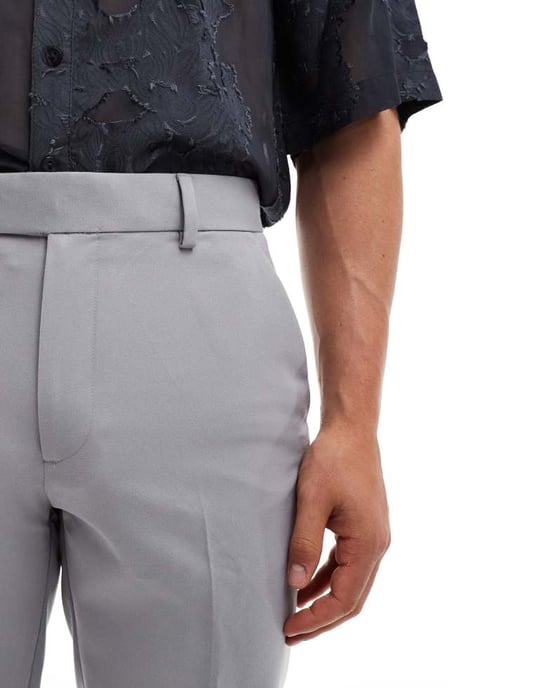ASOS DESIGN smart slim fit-byxor i ljusgrått - Image 4