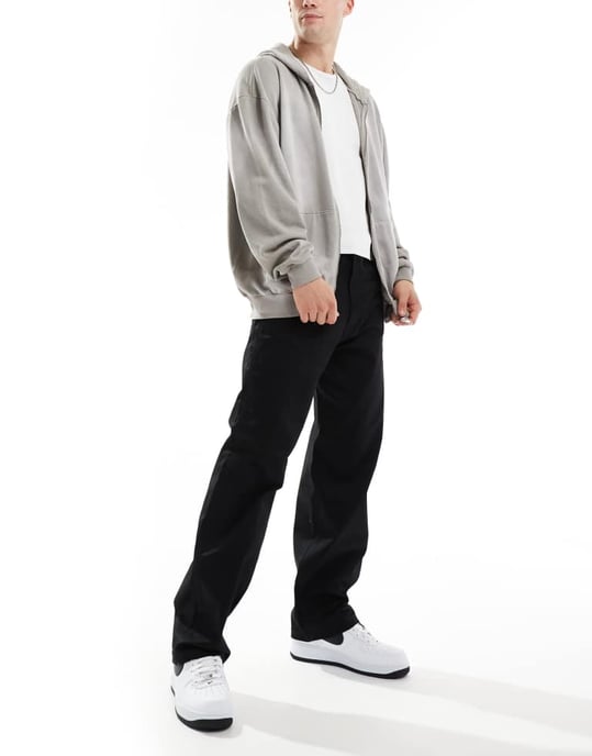 Jack & Jones löst sittande arbetskläder chinos i svart - Image 2