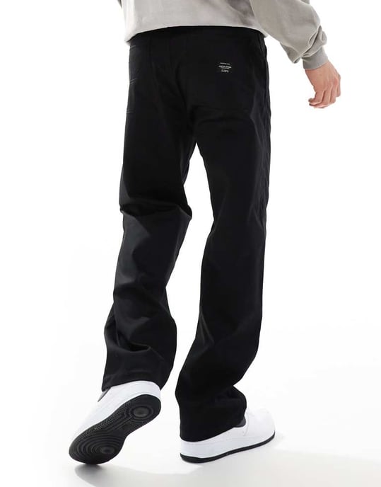 Jack & Jones löst sittande arbetskläder chinos i svart - Image 3