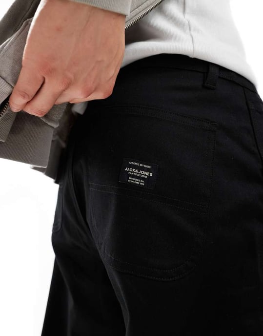 Jack & Jones löst sittande arbetskläder chinos i svart - Image 4