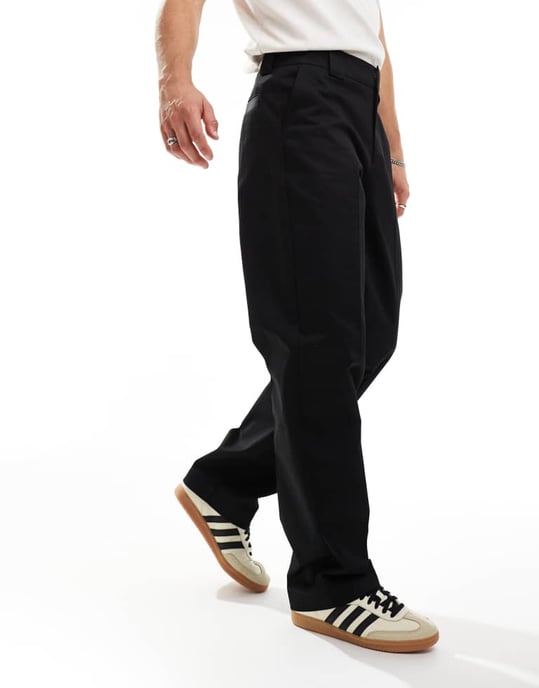ASOS DESIGN styva arbetsbyxor i chinos i svart - Image 4