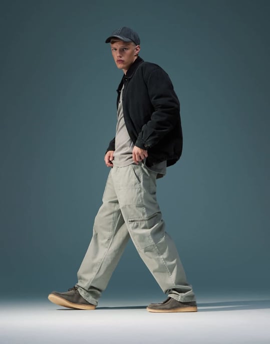 ASOS DESIGN baggy snickarbukser med dragkedjedetaljer i tvättad grå - Image 1