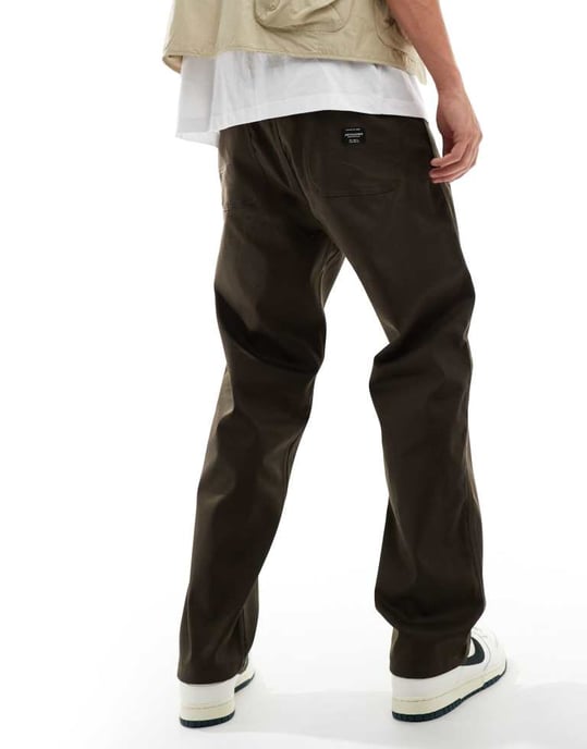 Jack & Jones löst sittande arbetsbyxa i chinos i chokladbrun - Image 4