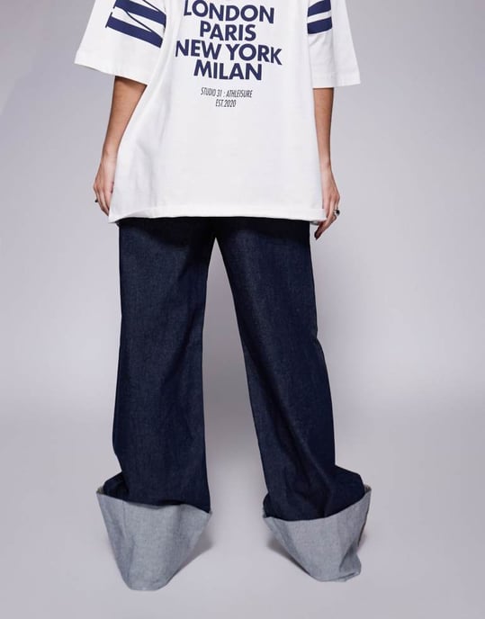 Weekend Collective momjeans med uppvikt detaljer i indigo tvätt - Image 3