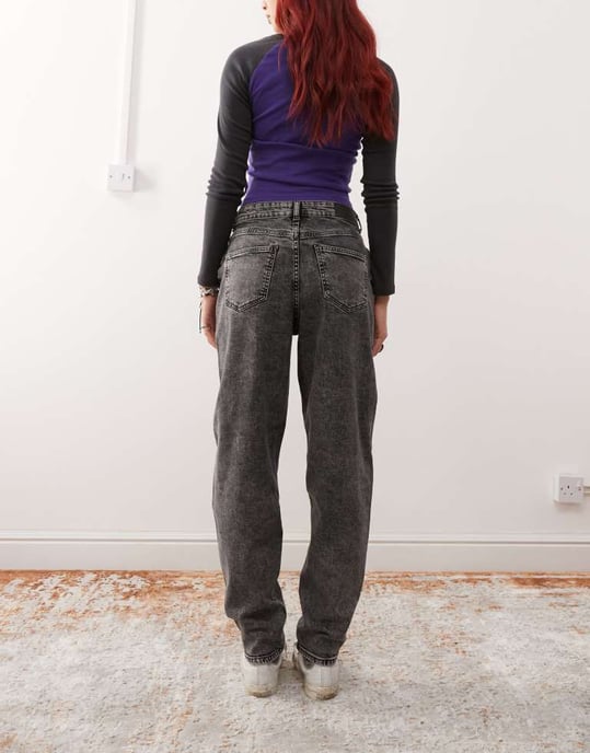 Noisy May Rhoda högmidjade momjeans i tvättad grå - Image 3