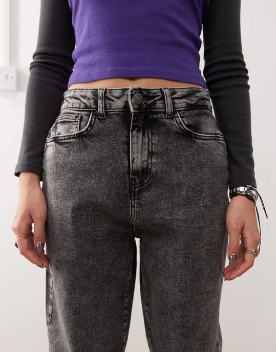 Noisy May Rhoda högmidjade momjeans i tvättad grå - Image 4
