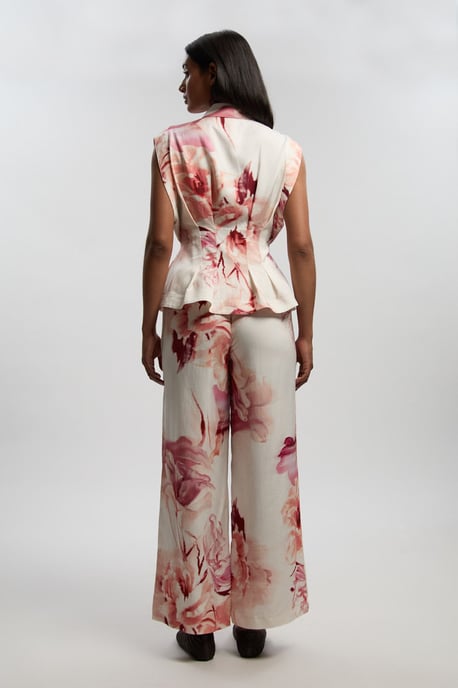 Premium Viscose Linen Floral Woven Straight Leg Trouser - Image 4