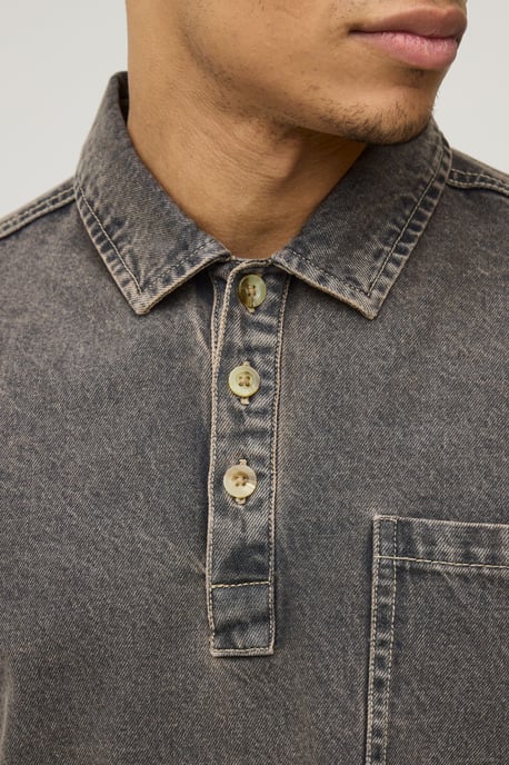 Washed Denim Rugby Shirt - Image 3