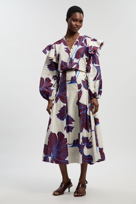 Graphic Floral Cotton Sateen Woven Skirt - Image 2